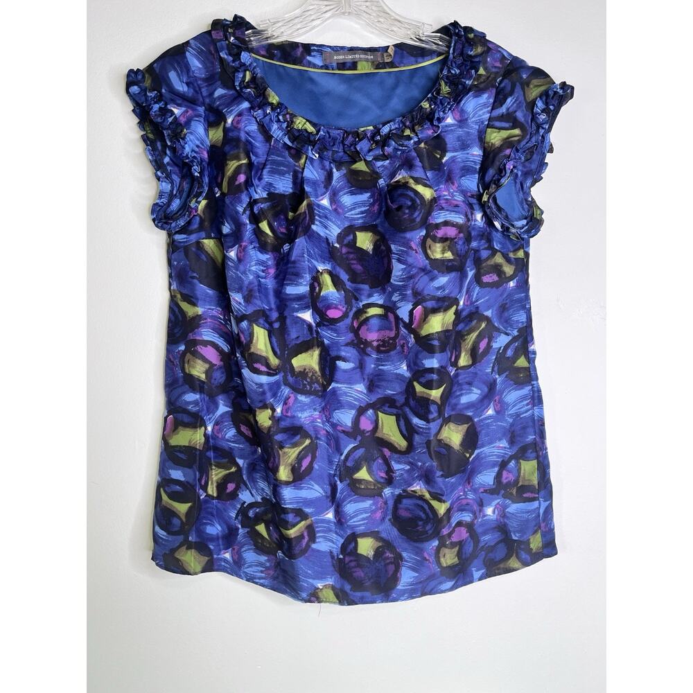 Boden Sleeveless Shell Blouse Womens Size 6 Blue Floral Lined Casual Work